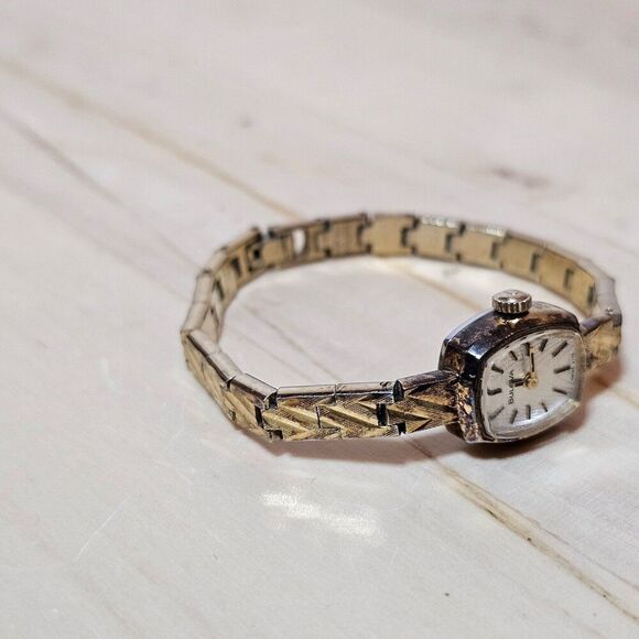 Vintage Bulova P-0 Ladies Gold Plated Cocktail Watch Mechanical Wind Working - Picture 3 of 12